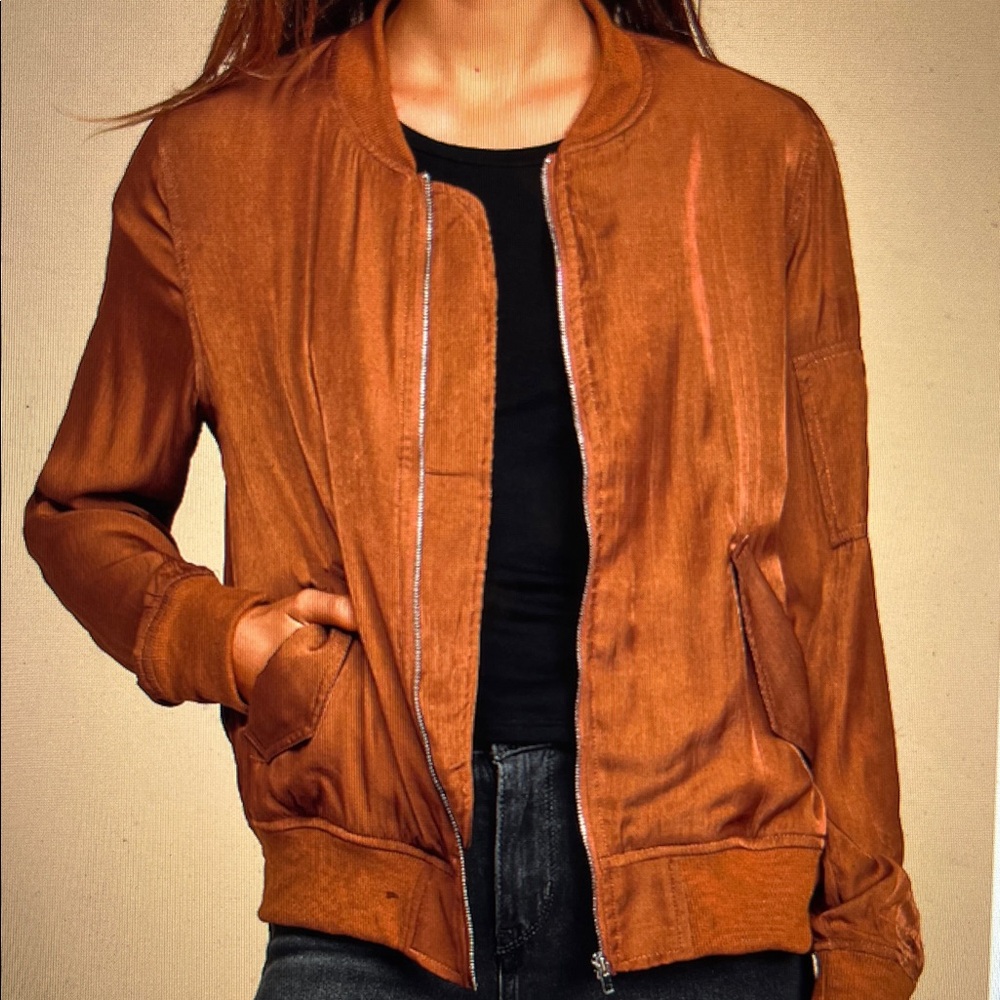 Lulu'sTully Rust Brown Lightweight Bomber Jacket